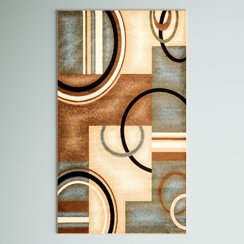 Abbie Arcs & Shapes Light Blue Modern Rug Winston Porter Rug Size: Rectangle 2’3″ x 3’11”