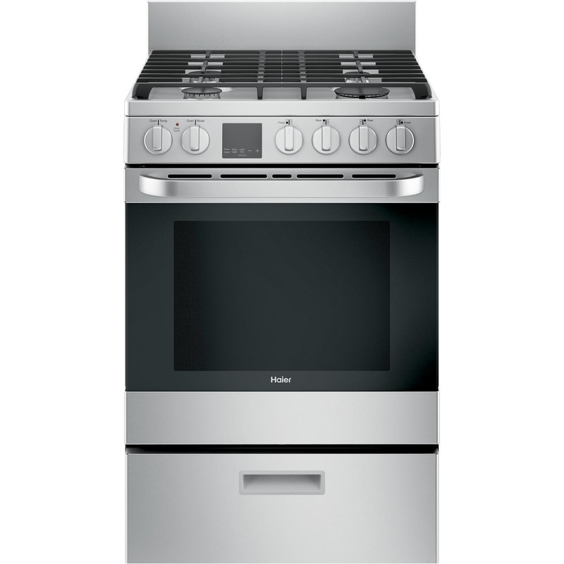 Haier QGAS740RMSS 24″ 2.9 Cu. Ft. Gas Free-Standing Range with Convection and Modular Backguard