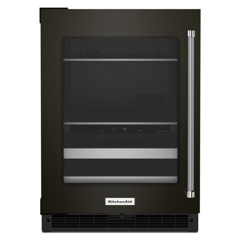 Kitchenaid KUBL314KBS 24″ Beverage Center with Glass Door and Metal-Front Racks and PrintShield Finish
