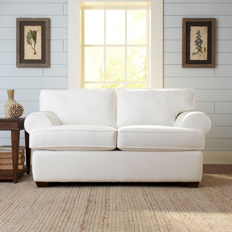 67″ Recessed Arm Loveseat Birch Lane Fabric: Classic Bleach White Twill