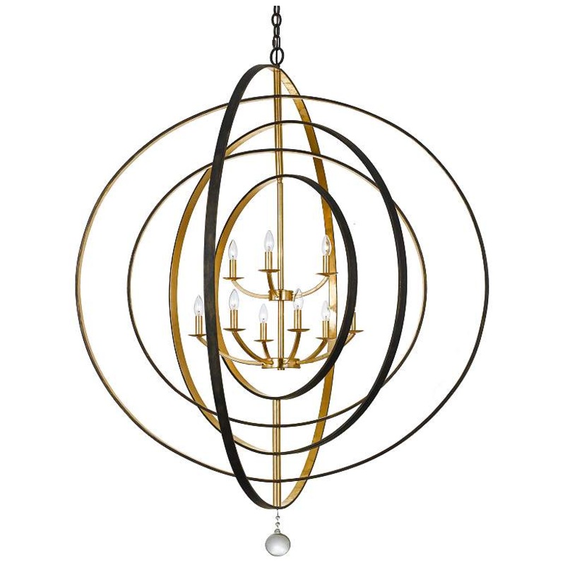 Crystorama Luna 48″ Wide Bronze and Gold 9-Light Chandelier