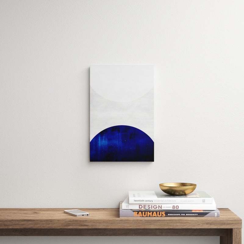 White and Cobalt by LEEMO – Wrapped Canvas Graphic Art Print George Oliver Size: 18″ H x 12″ W x 1.5″ D