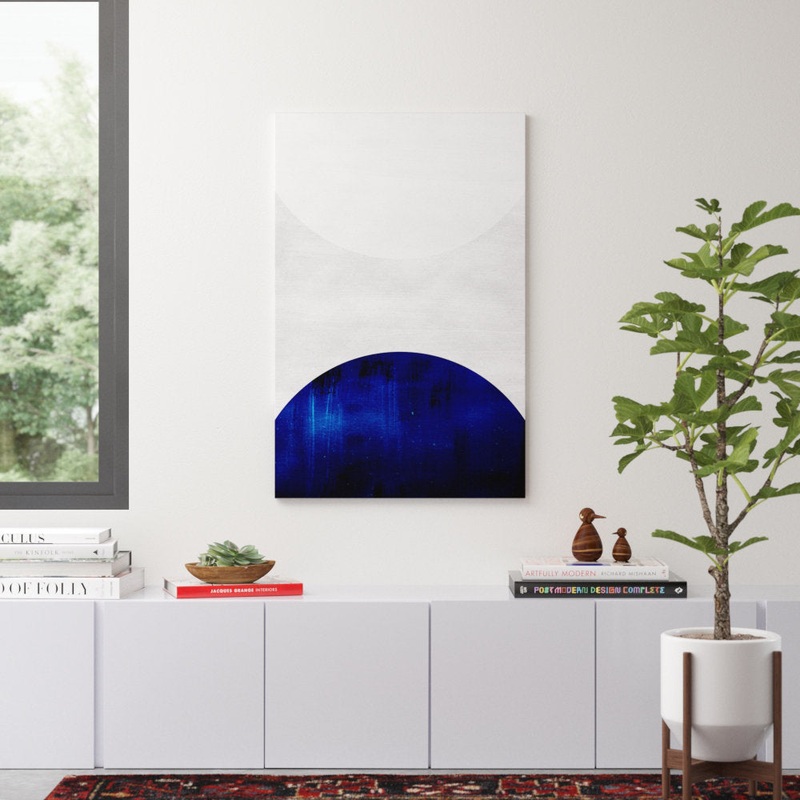 White and Cobalt by LEEMO – Wrapped Canvas Graphic Art Print George Oliver Size: 40″ H x 26″ W x 0.75″ D