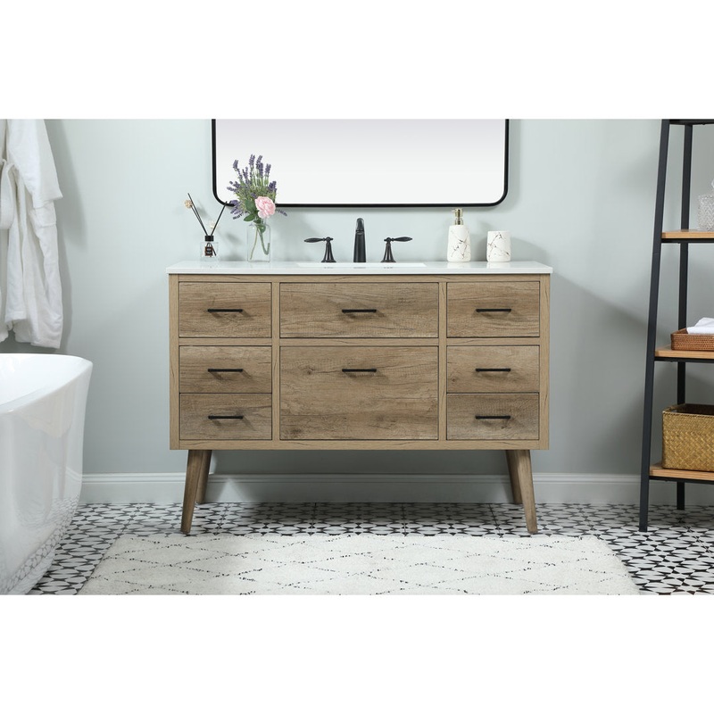Burkley 48” Single Bathroom Vanity Set Mercury Row Base Finish: Natural Oak