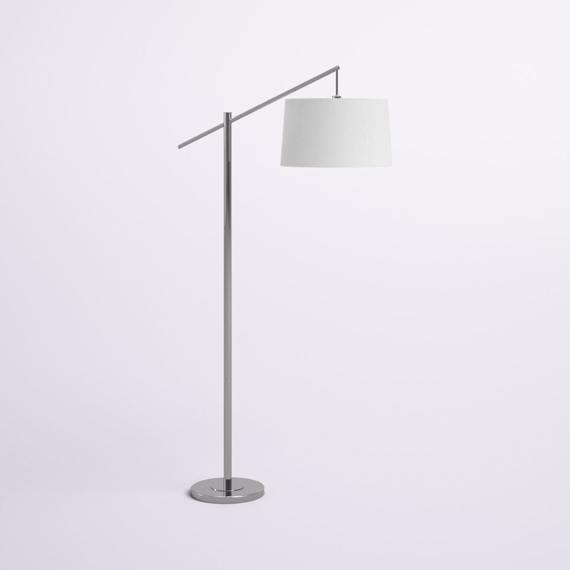 Dyanne 69″ Task/Reading Floor Lamp Etta Avenue Shade Color: White Base Finish: Brushed Nickel
