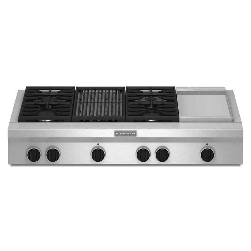 Kitchenaid KGCU484VSS 48-Inch 4 Burner Gas Rangetop, Commercial-Style – Stainless Steel