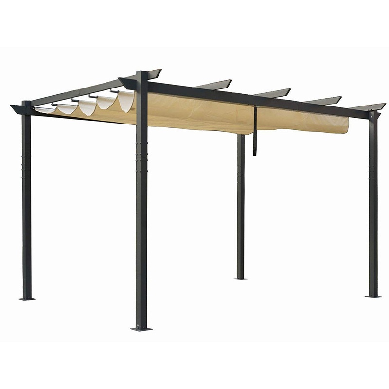 Atlantics Outdoor Retractable Pergola with Sun Shade Canopy 10′ x 13′ Kozyard Color: Beige
