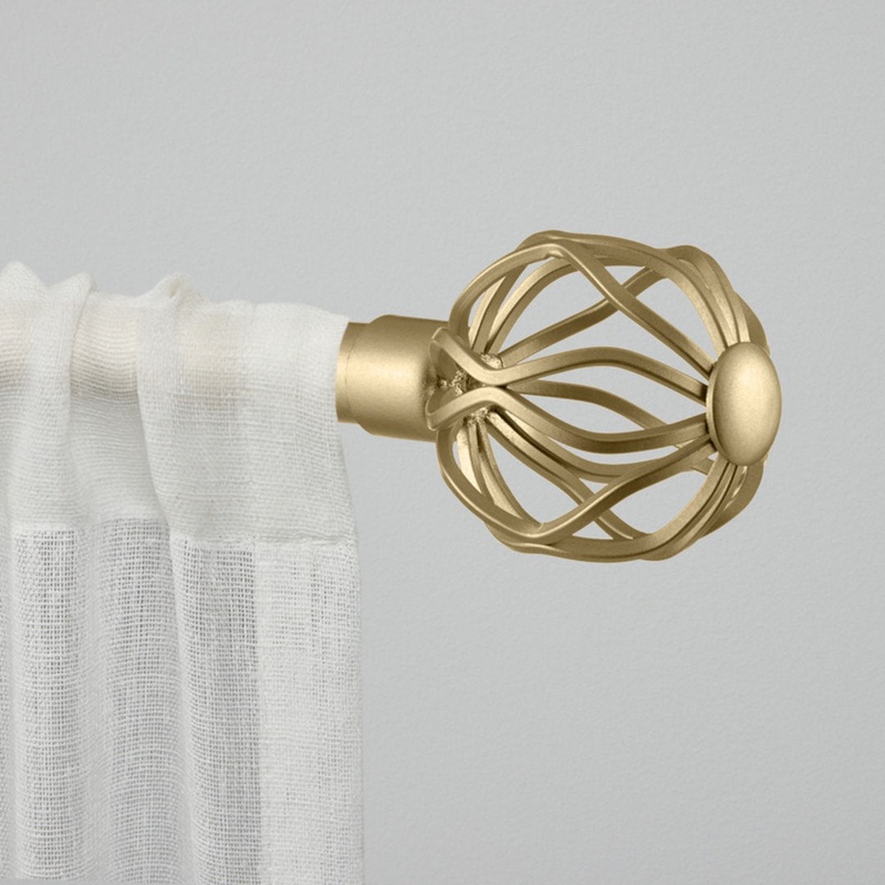 Exclusive Home Ogee 1″ Curtain Rod and Coordinating Finial Set, Adjustable Red Barrel Studio Size: 36  72 Finish: Gold