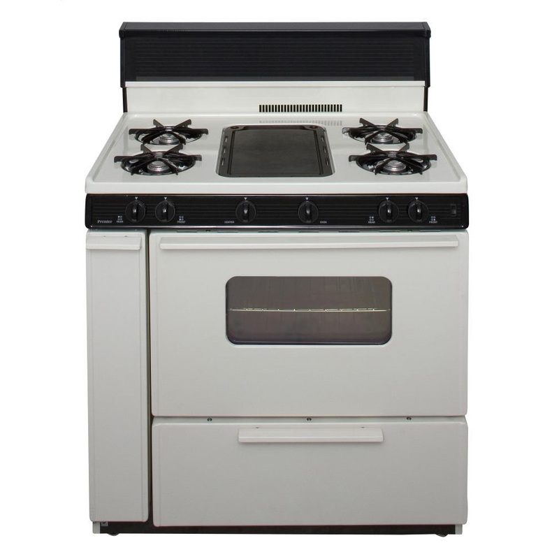 Premier BLK5S9TP 36 in. Freestanding Battery-Generated Spark Ignition Gas Range in Biscuit