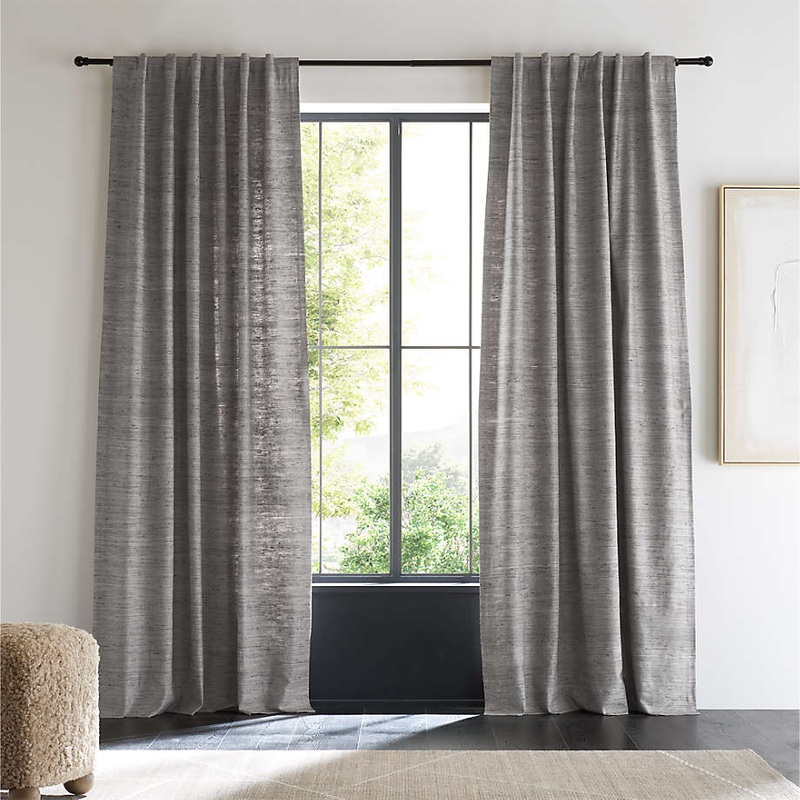 Trevino Pebble Grey Cotton Silk Blend Window Curtain Panel 52″x108″