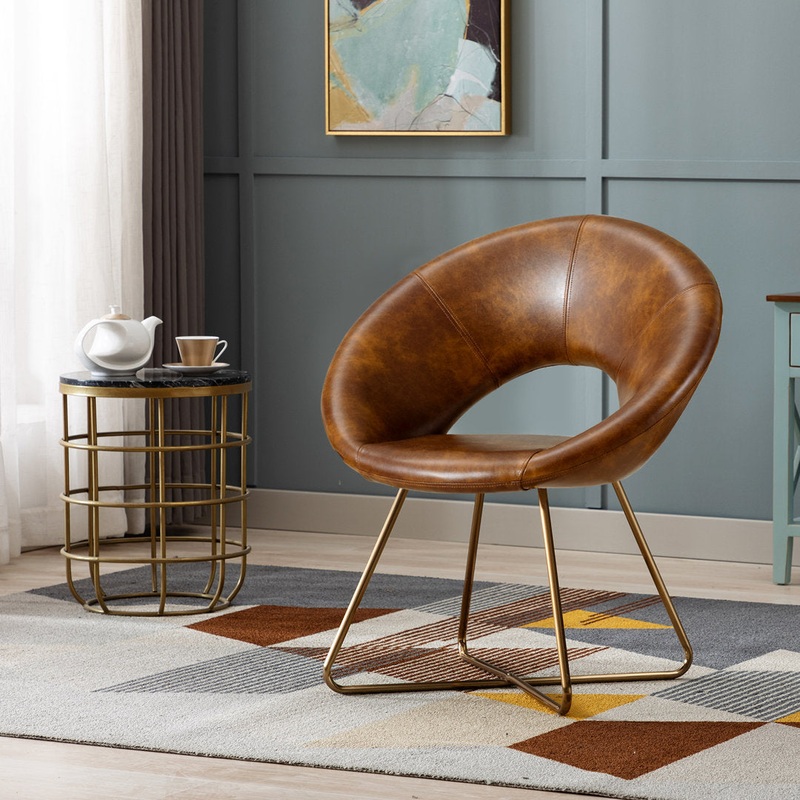 Coomer 26.75″ W Barrel Chair Corrigan Studio Frame Color/Cushion Color: Gold/Yellowish Brown