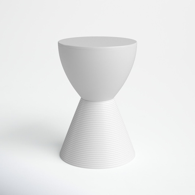 Durant Reversible Drum End Table with Storage  No Assembly Lightweight Accent Side Table for Indoor & Outdoor Use AllModern Color: White