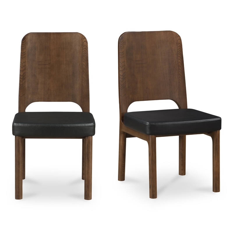 Elegant Contemporary Ash Dining Chair – Walnut Stain & Carved Detail