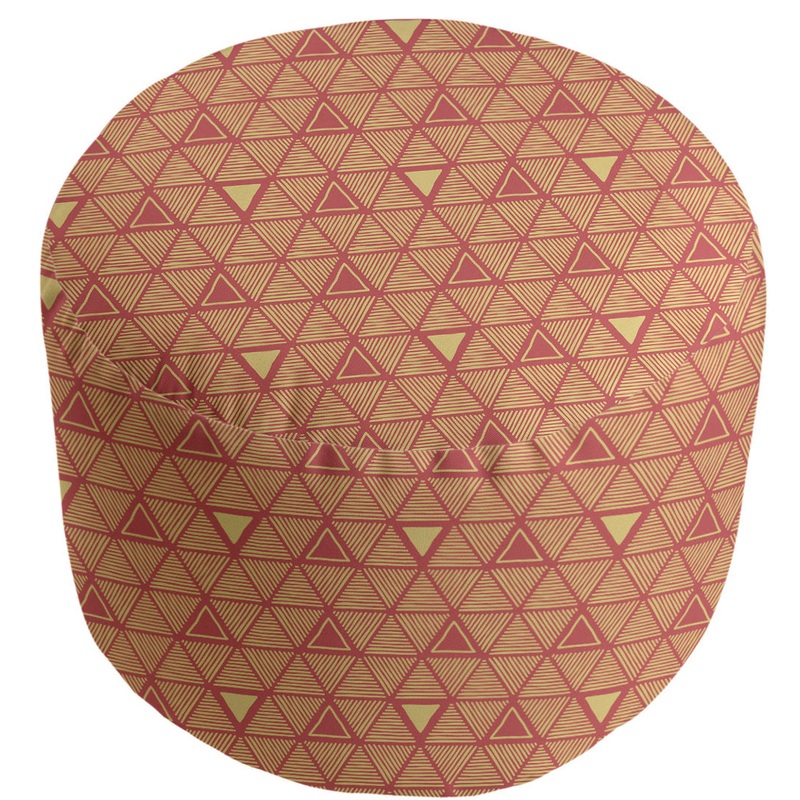Full Color Hand Drawn Triangles Pouf East Urban Home Upholstery Color: Red/Yellow