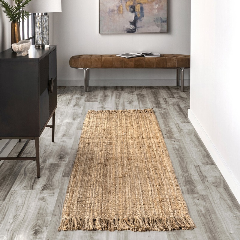 Isalena Handmade Flatweave Farmhouse Jute Area Rug in Natural Gracie Oaks Rug Size: Runner 2’6″ x 12′