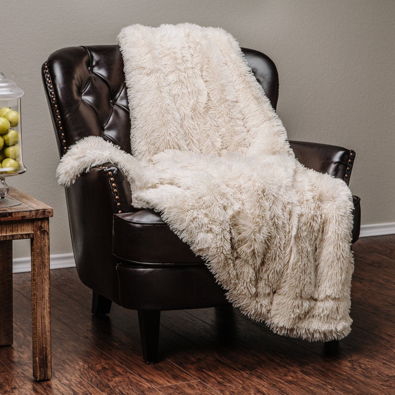Shaggy Shaggy Super Elegent Sherpa Long Fur Throw Chanasya Color: Creme Size: 85″ W x 92″ L