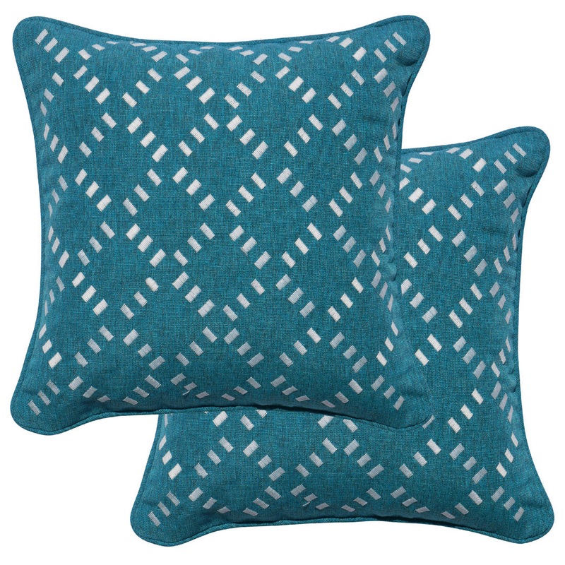 Textured Solid Toss Pillow (Set of 2) Honeycomb Color: Teal Size: 17″W x 17″L