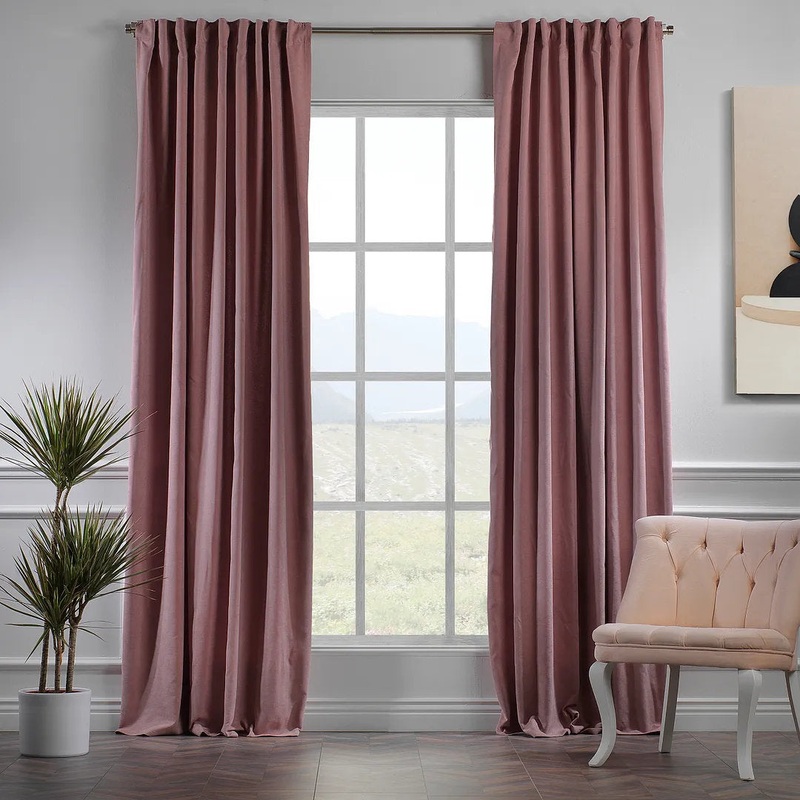 Extra wide x Extra Long Custom Made DecorativeSinglePanel Lilijan Home & Curtain Curtain Color: Rose Pink Size per Panel: 100″ W x 228″ L