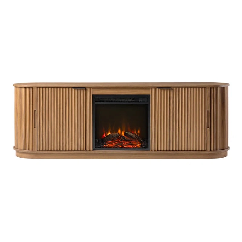Dragelin Modern Reeded Fireplace TV Stand