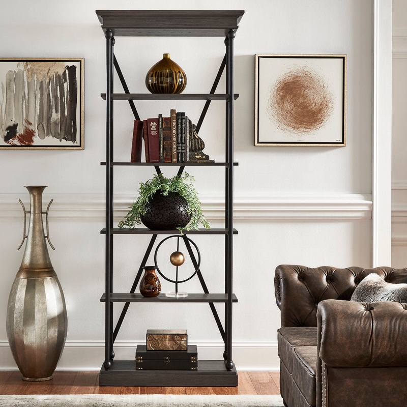 Kyler 84.25″ H x 33″ W Etagere Bookcase Greyleigh Color: Black
