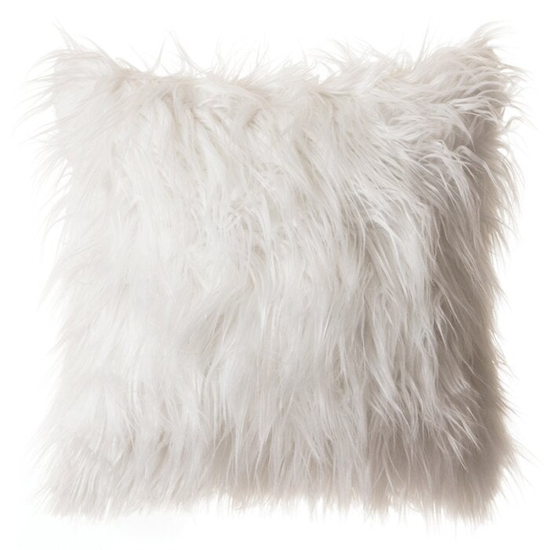 Marty Mongolian Long Hair Square Faux Fur Cushion With Insert-18″x18″
