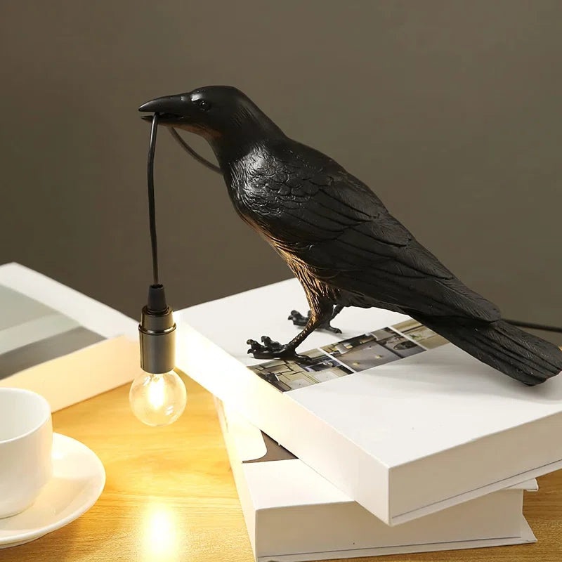 Raven Table Lamp LED Resin Novelty Lamps Pulg in Halloween Decorative Desk Light