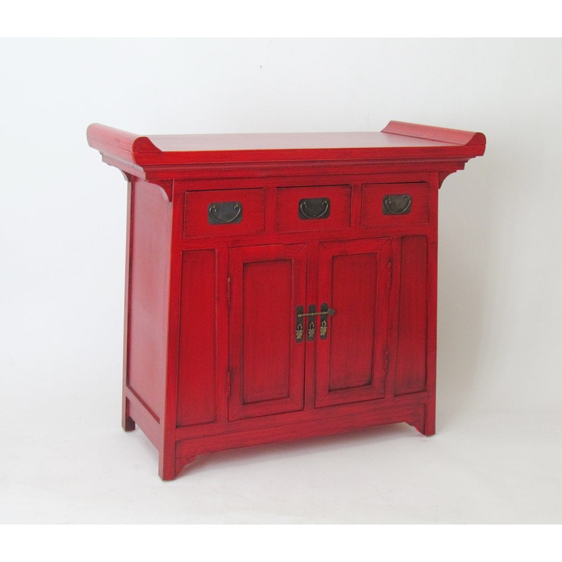 Scholl Solid Wood 3 – Drawer 2 – Door Accent Cabinet World Menagerie Color: Red
