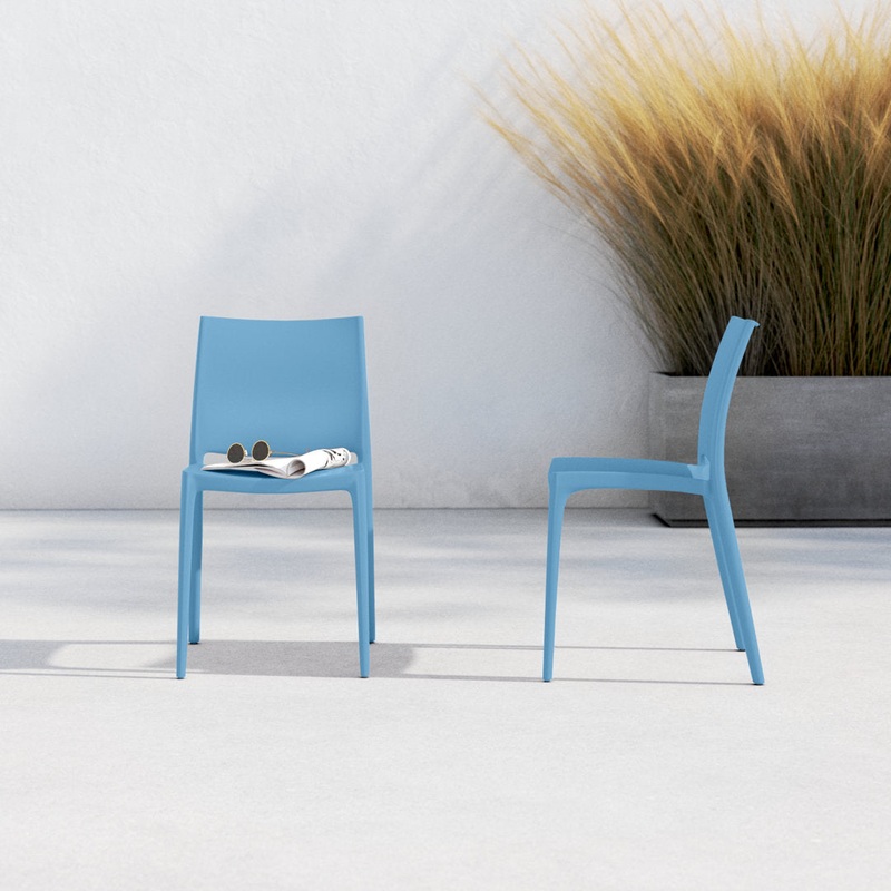 Burt Stacking Patio Dining Side Chair (Set of 2) AllModern Color: Light Blue