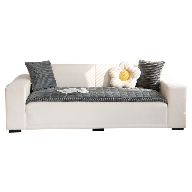 Luxury Soft Faux Fur Sofa Cover,Thick Shaggy Plush Slipcover, Non-Slip- Versatile Use As Sofa Pad, Bay Window Mat, Headboard Cover, Tatami, Pet Cushion Ebern Designs Size: 1.2″ H x 70.86″ W x 27.5″ D Fabric Type: Dark Grey Corduroy Polyester