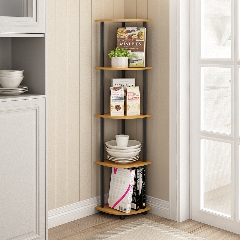 57.7″ H x 11.6″ W Plastic Corner Bookcase (Set of 2) Symple Stuff Color: Light Cherry/Black