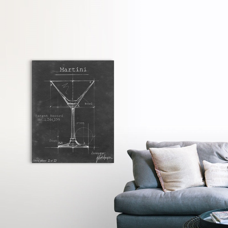 Barware Blueprint V – Graphic Art Print on Canvas 17 Stories Size: 45″ H x 36″ W x 1.25″ D Format: Wrapped Canvas