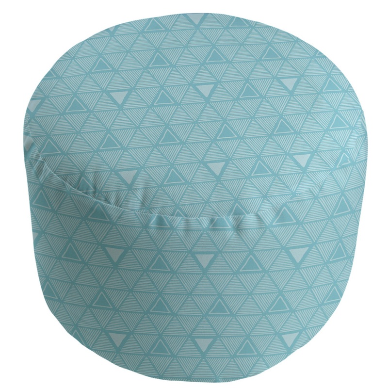 Full Color Hand Drawn Triangles Pouf East Urban Home Upholstery Color: Medium Teal