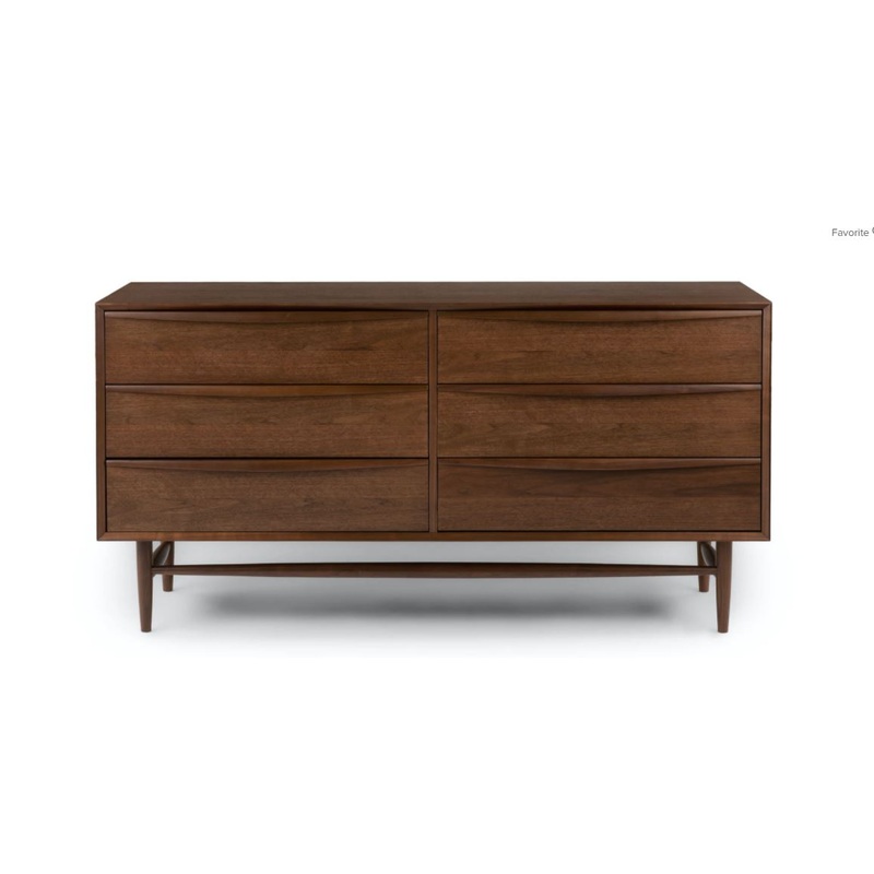 Lenia Walnut 6 Drawer Double Dresser