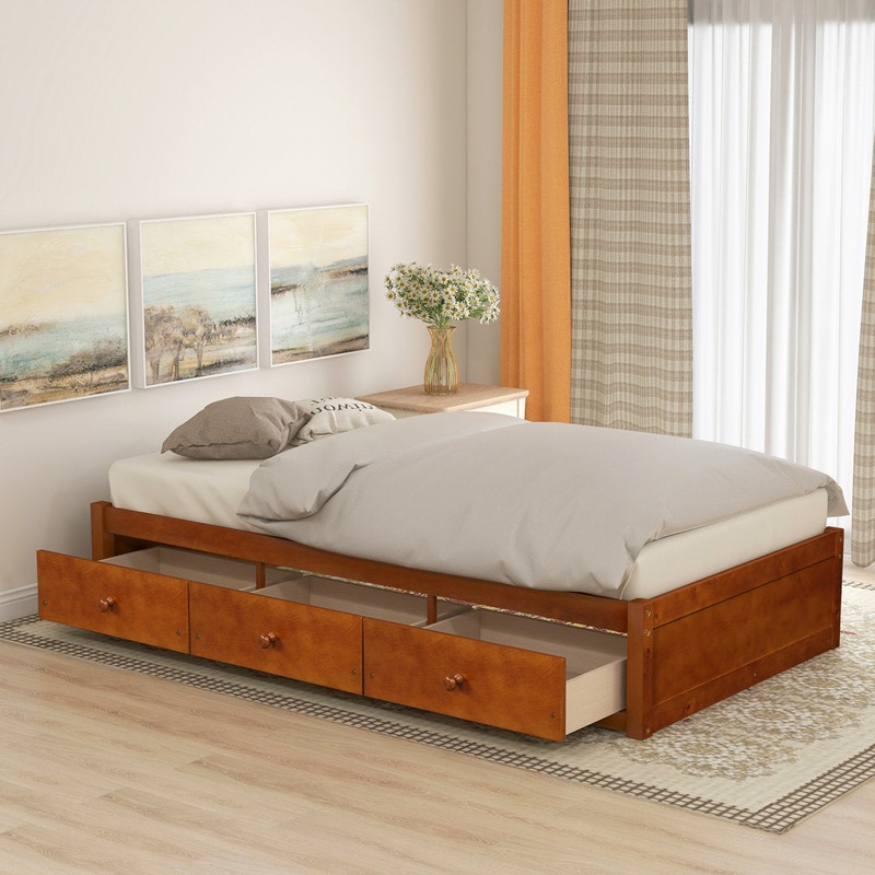 Dianka Twin Low Profile Storage Platform Bed Red Barrel Studio Color: Oak