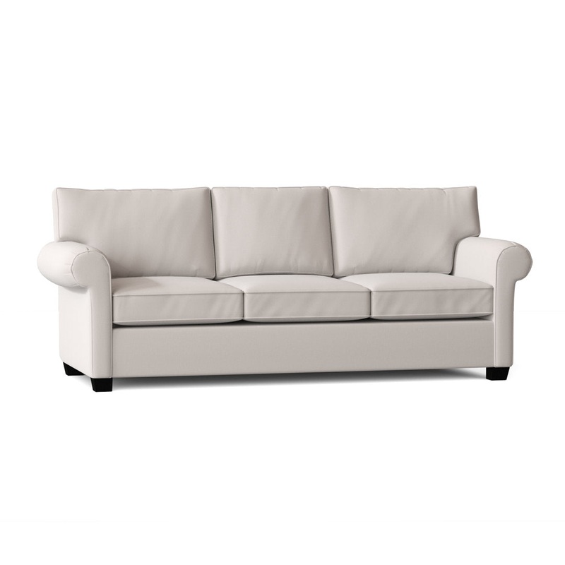Rolled Arm Sofa Poshbin Leg Color: Walnut Size: 60 Inches Body Fabric: Lola Magnolia