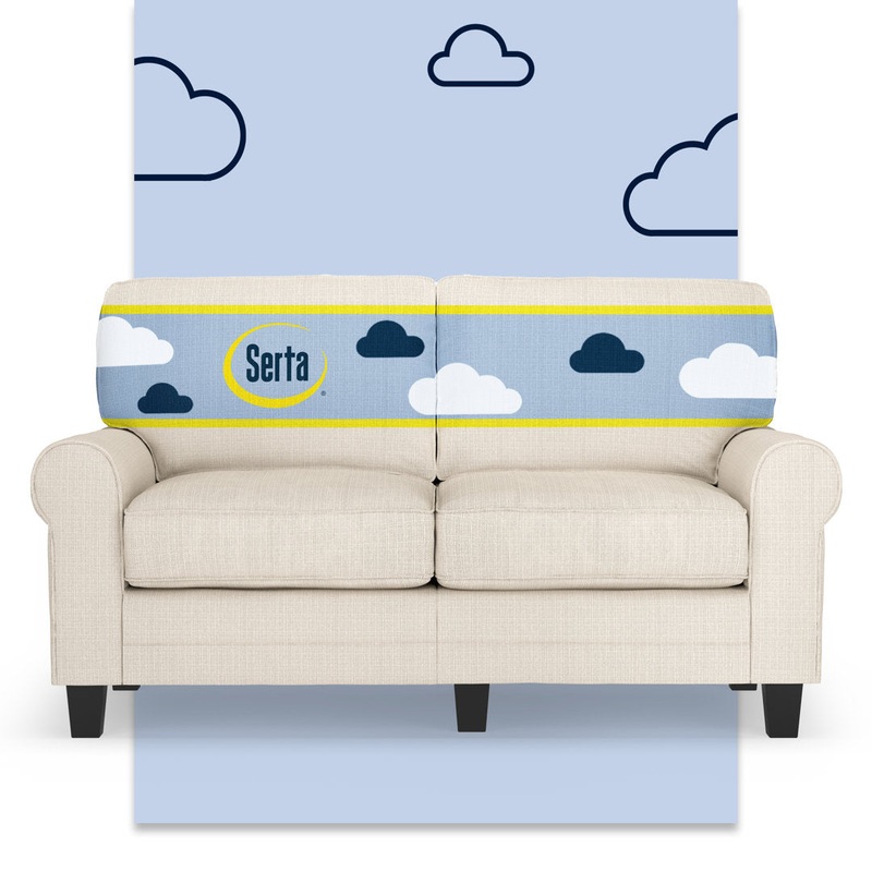 Serta Copenhagen 61″ Rolled Arm Sofa, Easy Care Fabric, Soft Pillow Back, Pocket Coil Seat Cushions Serta Fabric: Beige Polyester Blend