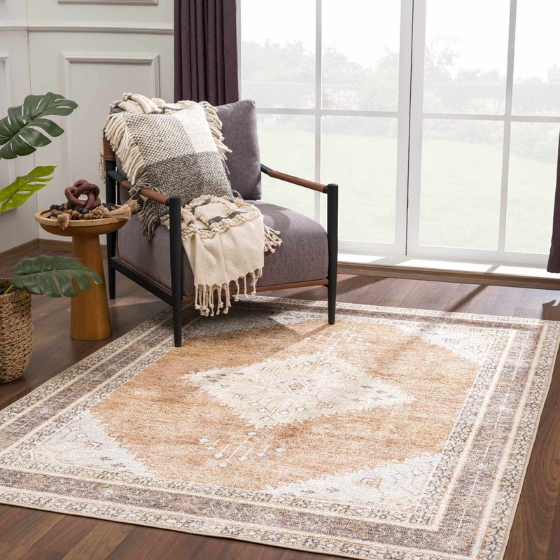 Albar Moroccan Machine Washable Brown Area Rug Foundry Select Rug Size: Rectangle 7’10” x 10′