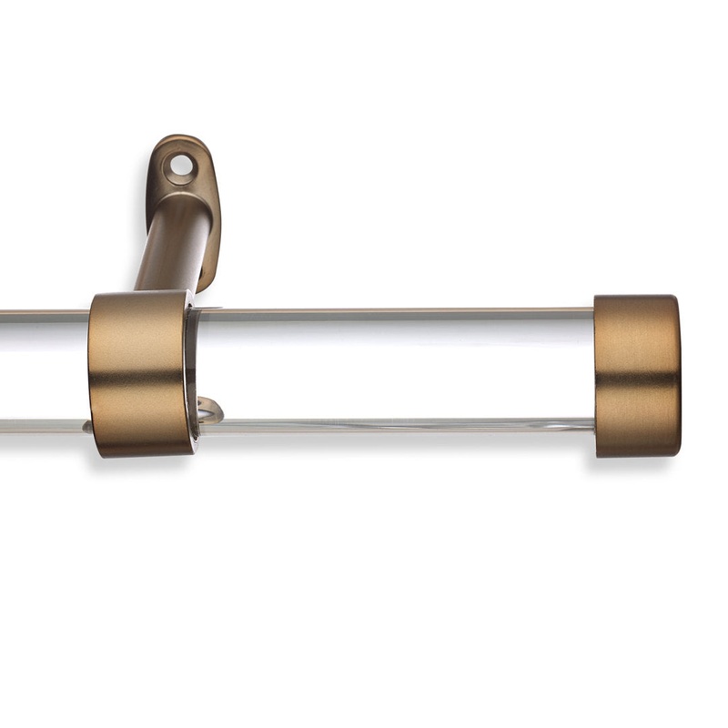 Cambria Designer Series 1 1/8 In Dia. Clear Acrylic Fixed Length Curtain Rod w/ End Cap MODE Size: 72″ Finish: Graphite