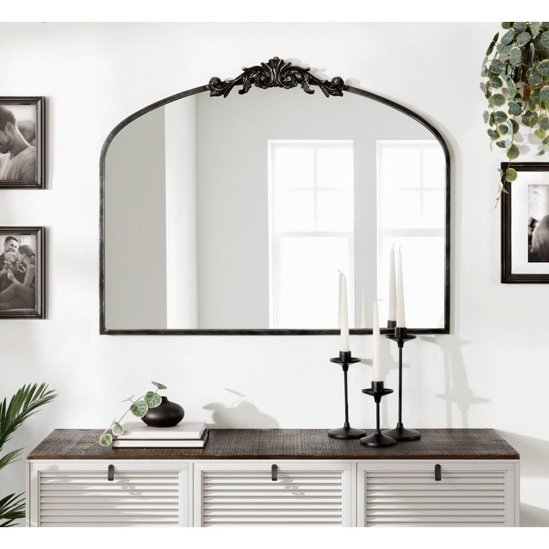Anglo Arendahl Traditional Accent Mirror Fleur De Lis Living Size: 28.5″ x 36″ Finish: Black