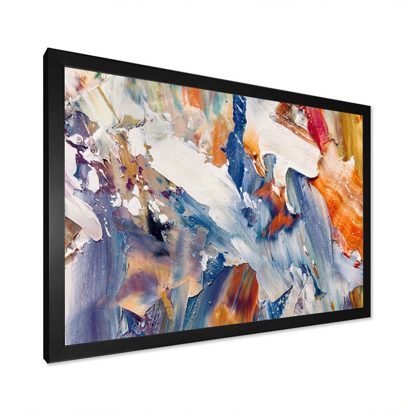 Colorful Abstract Painting Strokes XII – Print on Canvas Wrought Studio Size: 8″ H x 12″ W x 1″ D Format: Black Picture Framed