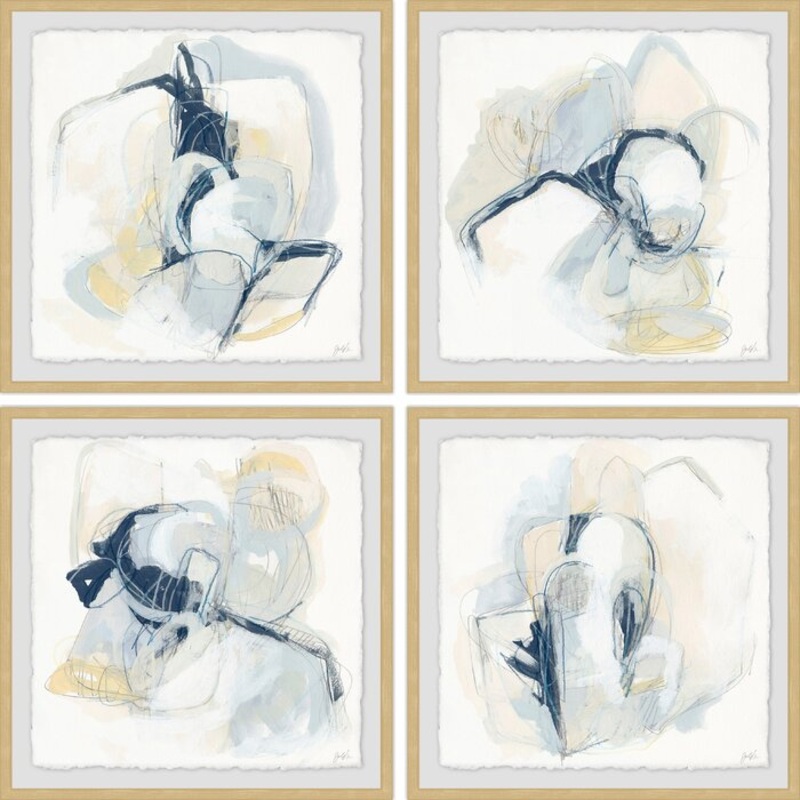 D Pastel Sketches  Piece Print With Frame