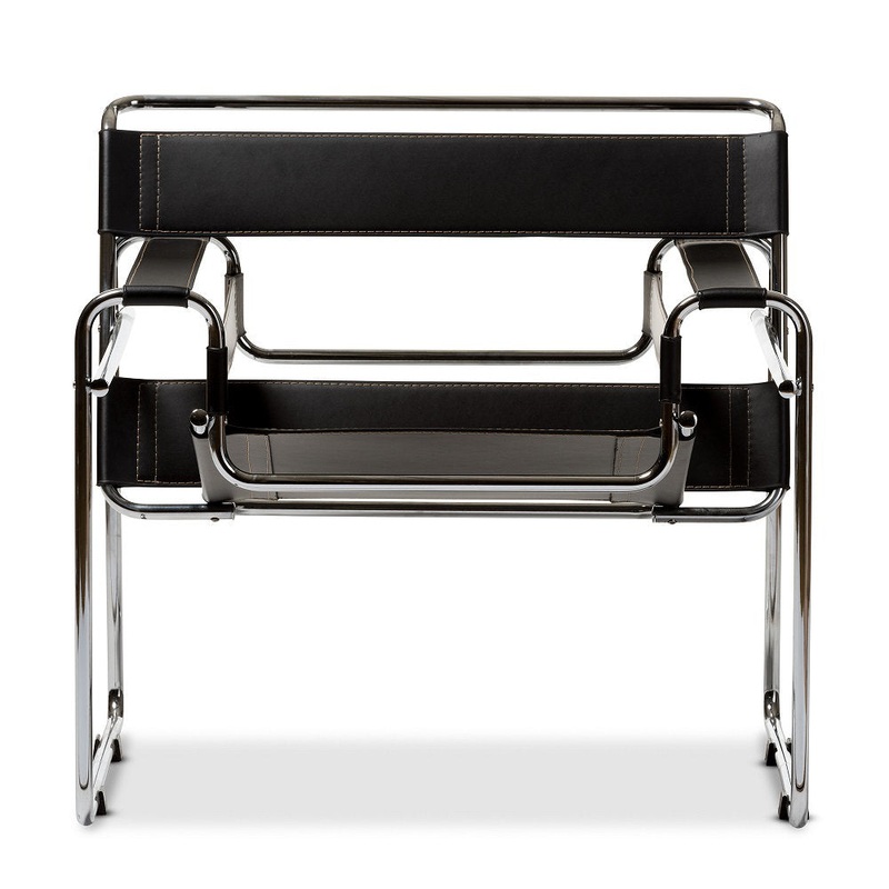 Henriquez 30.75″ Wide Armchair Ivy Bronx Upholstery Color: Black Faux Leather