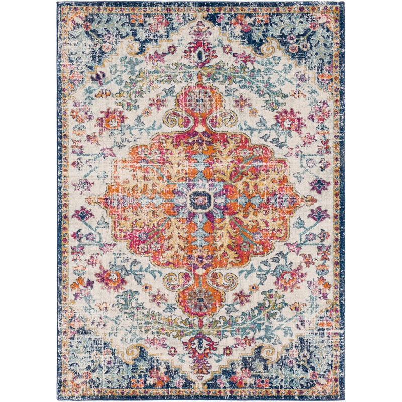 Hillsby Oriental Blue/Orange Area Rug Mistana Rug Size: Rectangle 7’10” x 10’3″