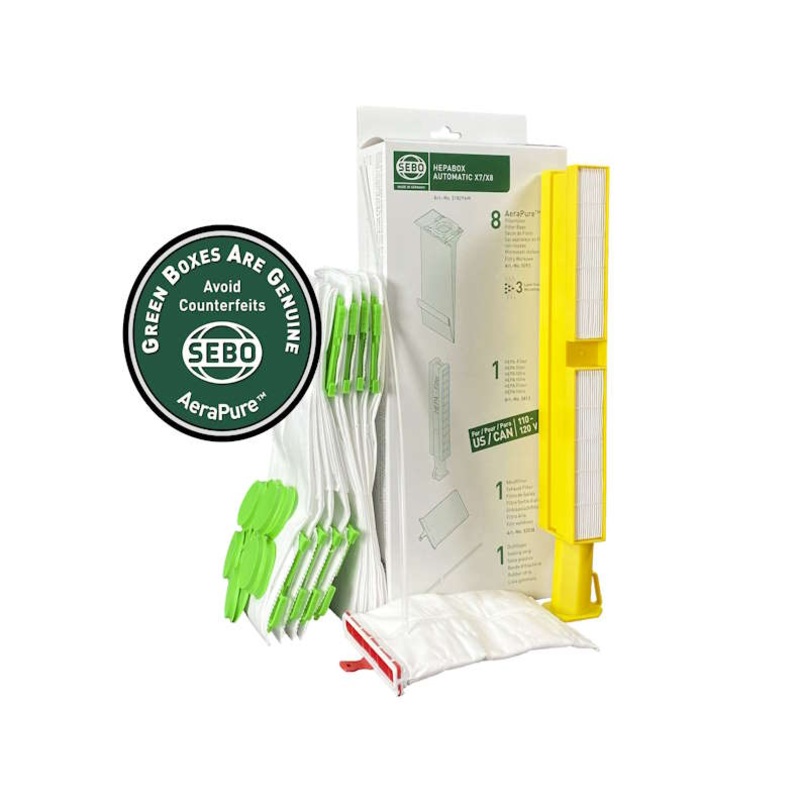 SEBO X7 X8 Bags, Filters, and Sealing Strip HEPA Service Box 51829