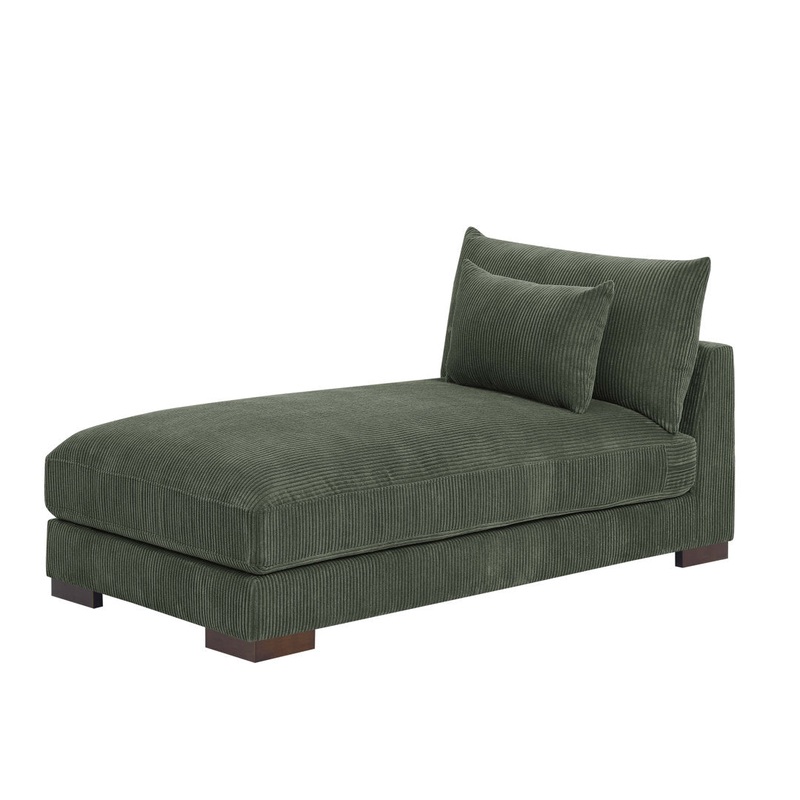 Ayvion Upholstered Chaise Lounge Wade Logan Fabric: Green Corduroy