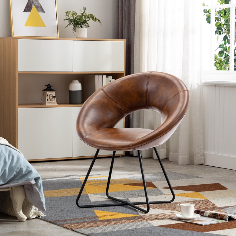 Coomer 26.75″ W Barrel Chair Corrigan Studio Frame Color/Cushion Color: Black/Yellowish Brown