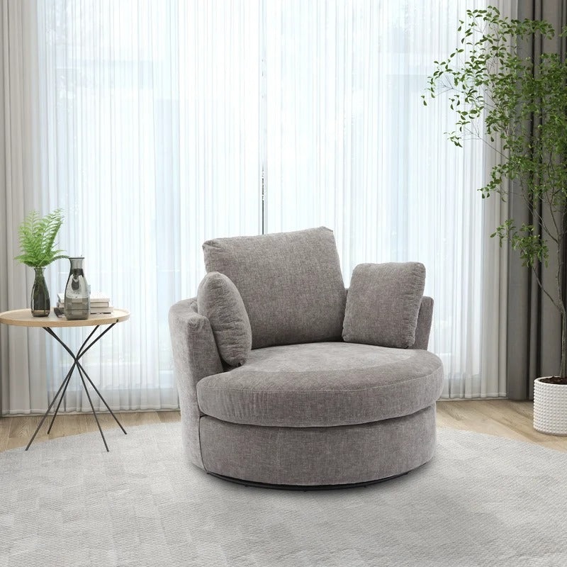 Dahlonega Upholstered Swivel Barrel Chair