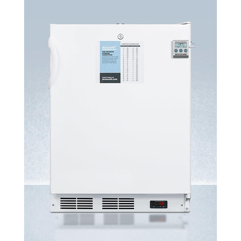 Summit FF7LWBIPLUS2ADA 24″ Wide Built-In Ada Compliant All-Refrigerator In White, Auto Defrost With A Lock, Nist Calibrated Thermometer, Digital Thermostat, And Internal Fan