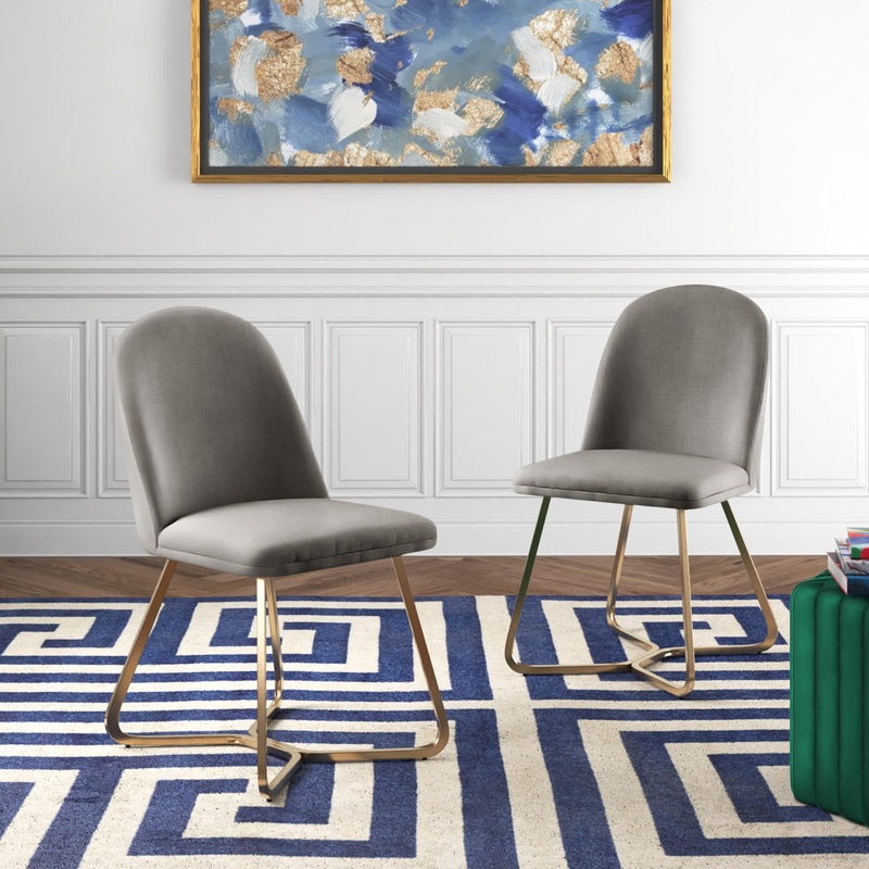 Ainhoa Linen Upholstered Side Chair (Set of 2) Etta Avenue Upholstery Color: Gray