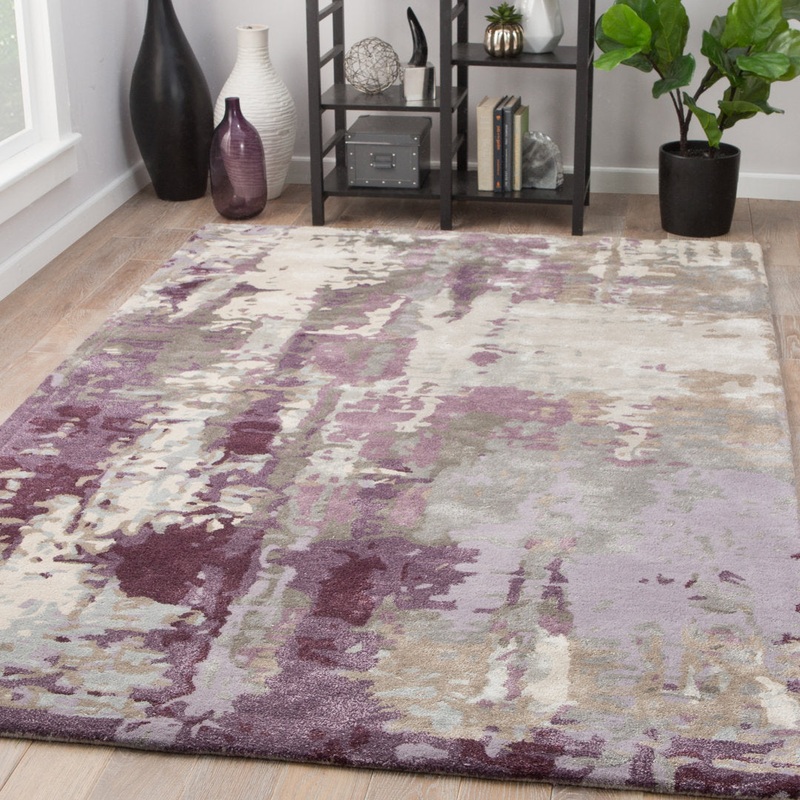 Fleishman Abstract Handmade Tufted Purple/Gray Area Rug 17 Stories Rug Size: Rectangle 2′ x 3′